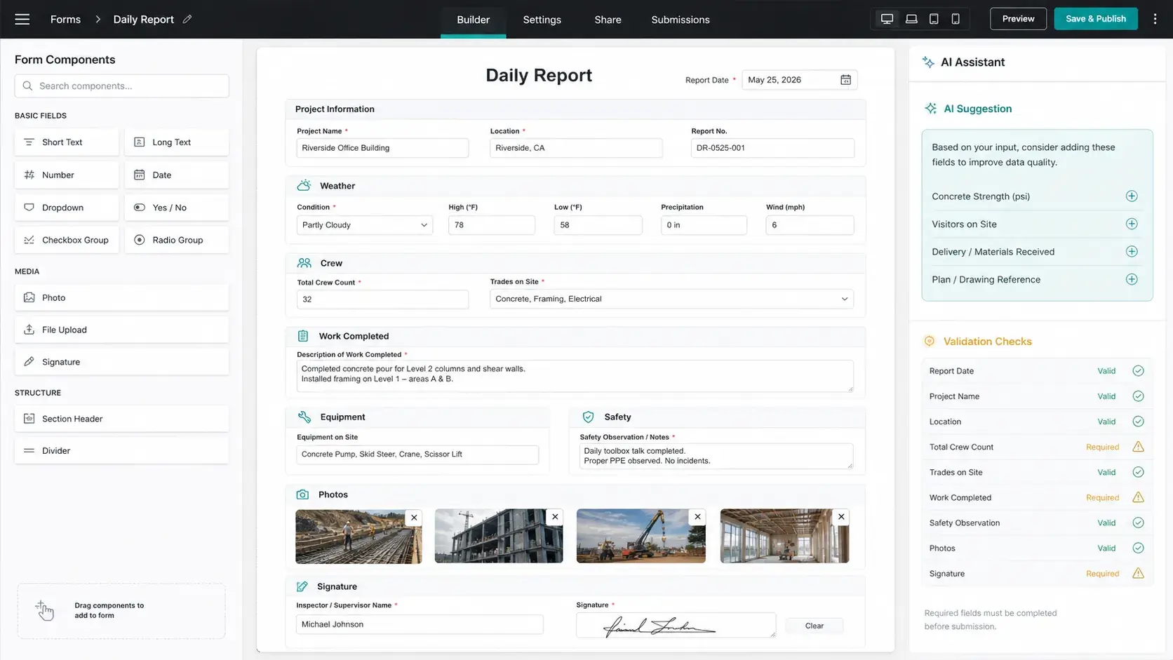 AI Form Builder for Construction: Stop Rebuilding the Same Forms