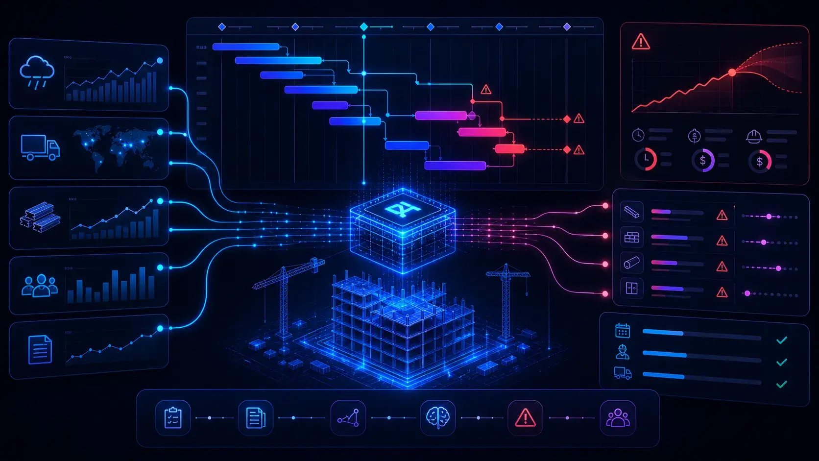 How AI Predicts Construction Delays Before They Happen visual representation
