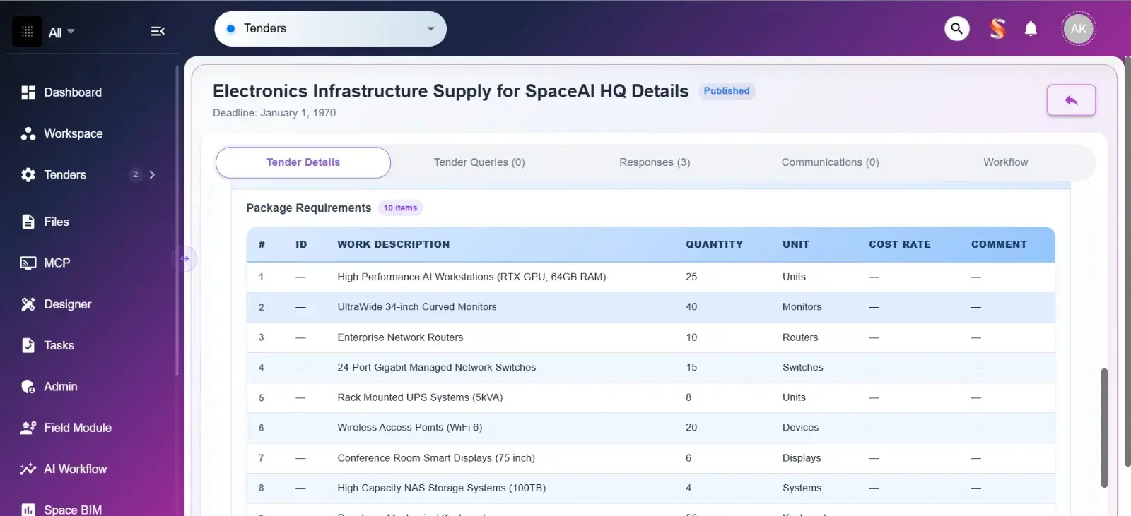 Screenshot of AI-Powered Autonomous Procurement Platform