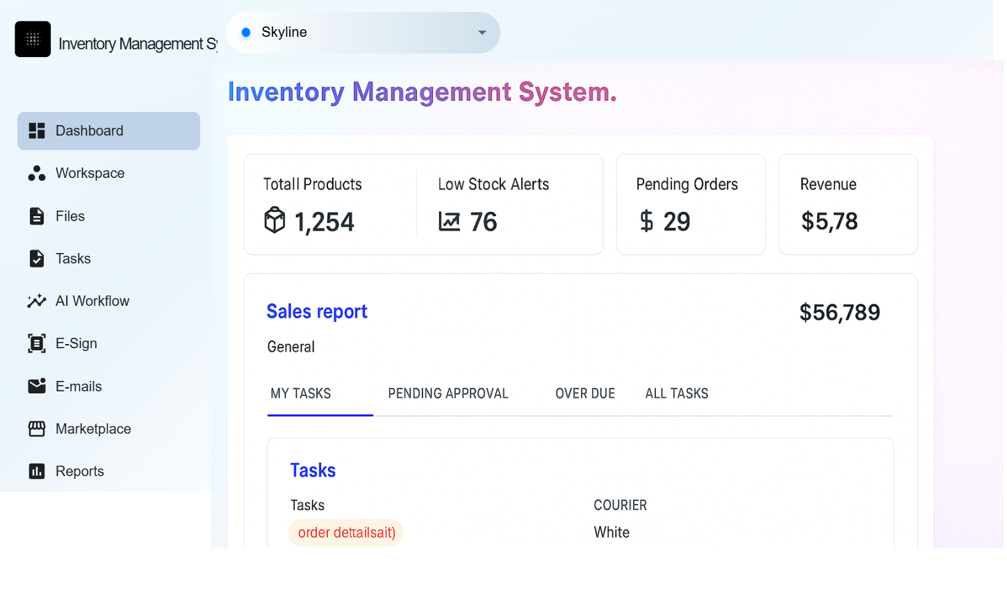 AI Inventory Management Dashboard for Businesses | Space AI