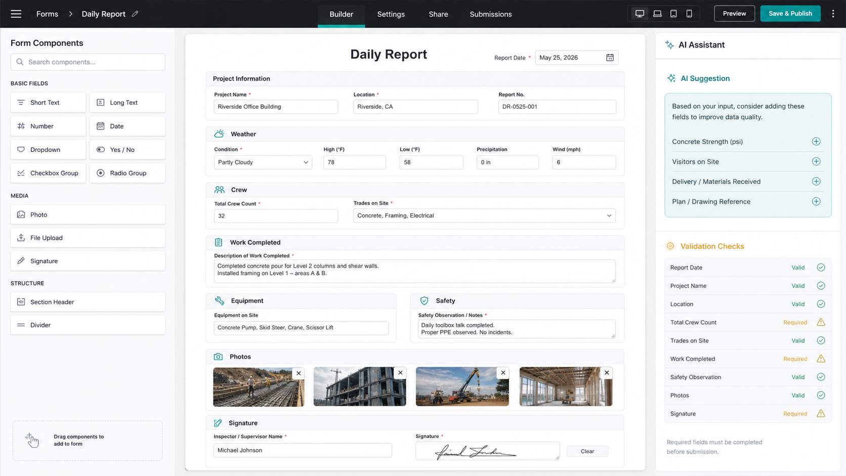AI Form Builder for Construction: Stop Rebuilding the Same Forms